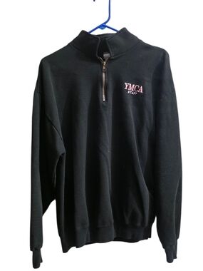 Jerzees Black Quarter-Zip Sweatshirt with Red YMCA Staff Embroidery